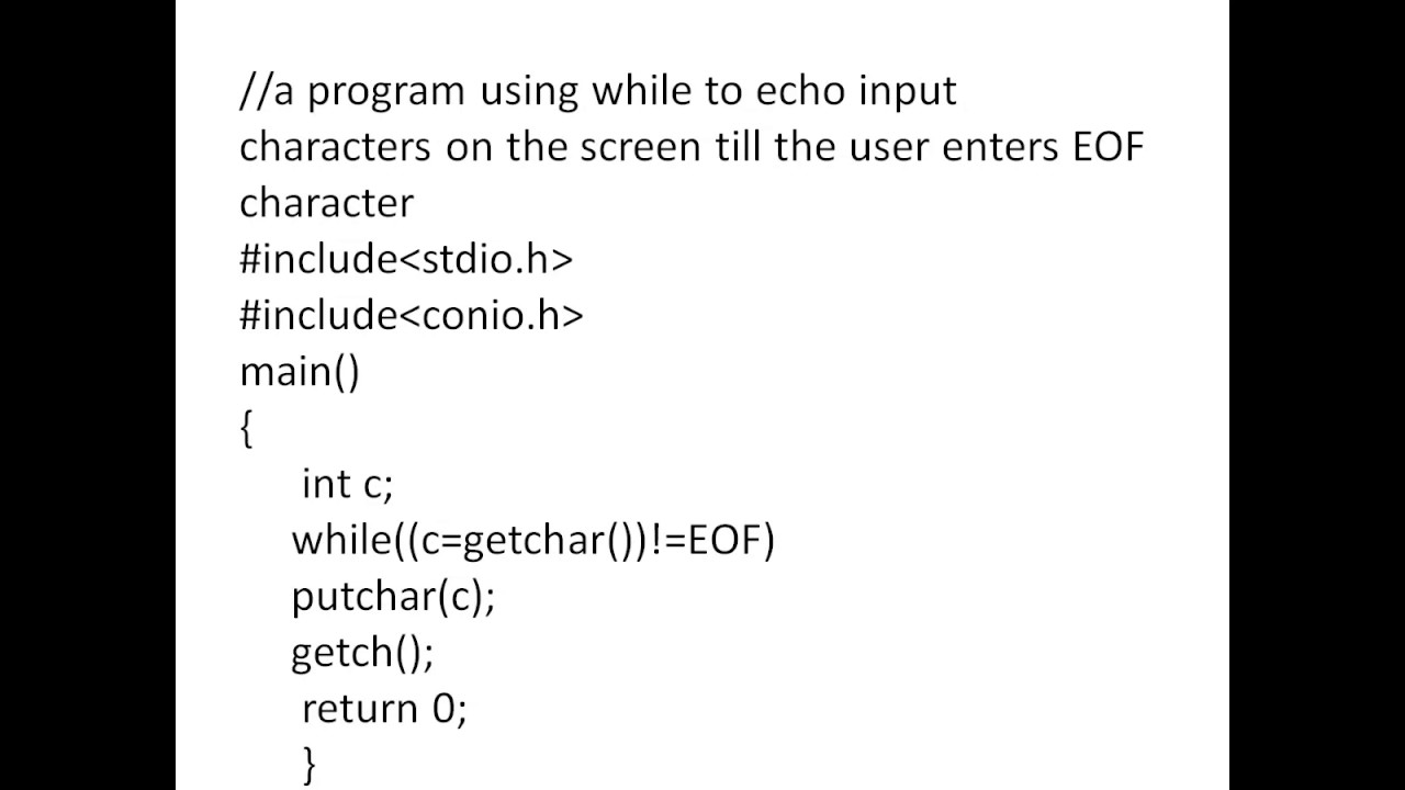 C Program Using Getchar And Putchar